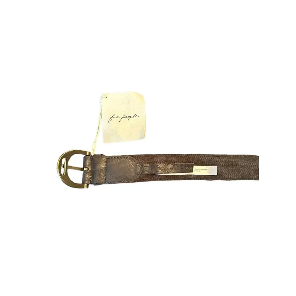 Free People Moving To Mars Cotton Leather Aztec Print Belt Green Size XS/S